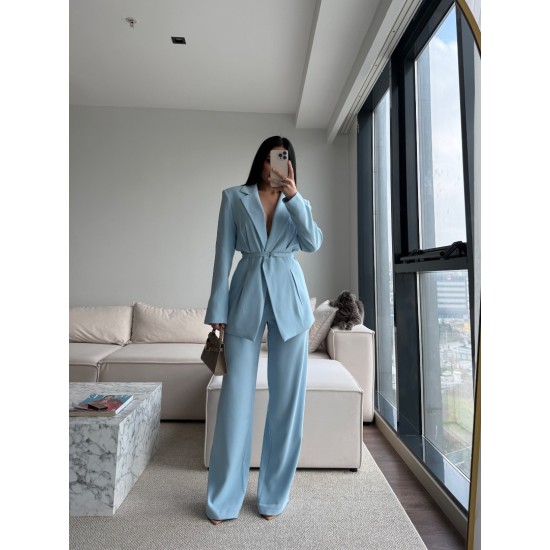 PREMIUM KUŞAKLI BLAZER&PANTOLON TAKIM BEBE MAVİ