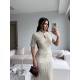 SİMLİ İNCE TRİKO MARKA MODEL ELBİSE KREM
