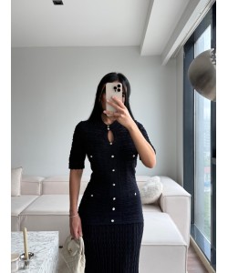 SİMLİ İNCE TRİKO MARKA MODEL ELBİSE LACİ