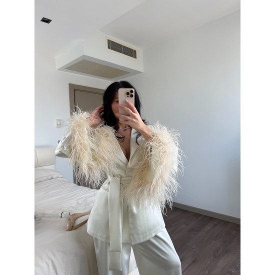 LUXURY 2-PİECES FURRY SET PEARL