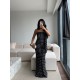 FULARLI STRAPLEZ PUANTİYE ELBİSE