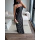 FULARLI STRAPLEZ PUANTİYE ELBİSE