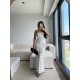 FULARLI STRAPLEZ PUANTİYE ELBİSE BEYAZ