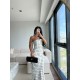 FULARLI STRAPLEZ PUANTİYE ELBİSE BEYAZ