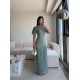 ASTARLI İNCE TRİKO METALİK ELBİSE MİNT 