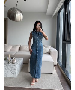 PREMIUM DENIM ÇITÇITLI ELBİSE 
