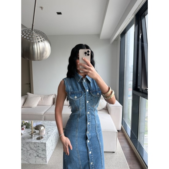 PREMIUM DENIM ÇITÇITLI ELBİSE 