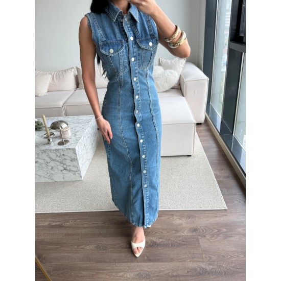 PREMIUM DENIM ÇITÇITLI ELBİSE 