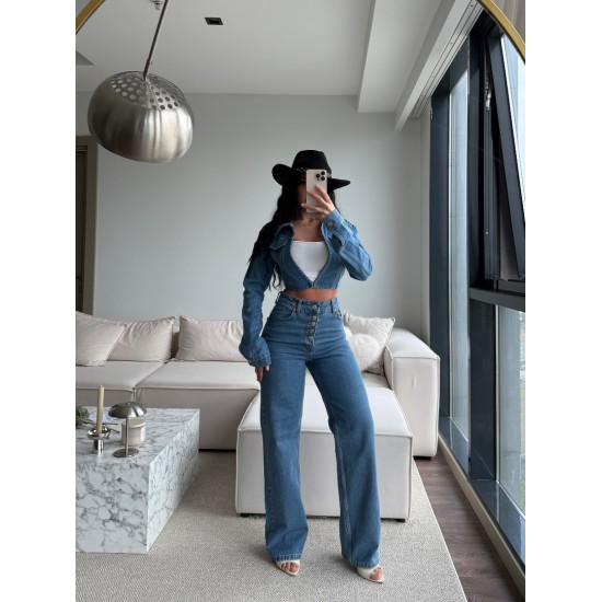 AURA DÜĞMELİ WİDE LEG JEAN