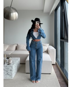 AURA DÜĞMELİ WİDE LEG JEAN