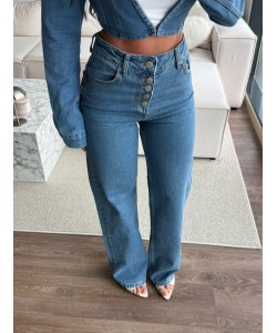 AURA DÜĞMELİ WİDE LEG JEAN